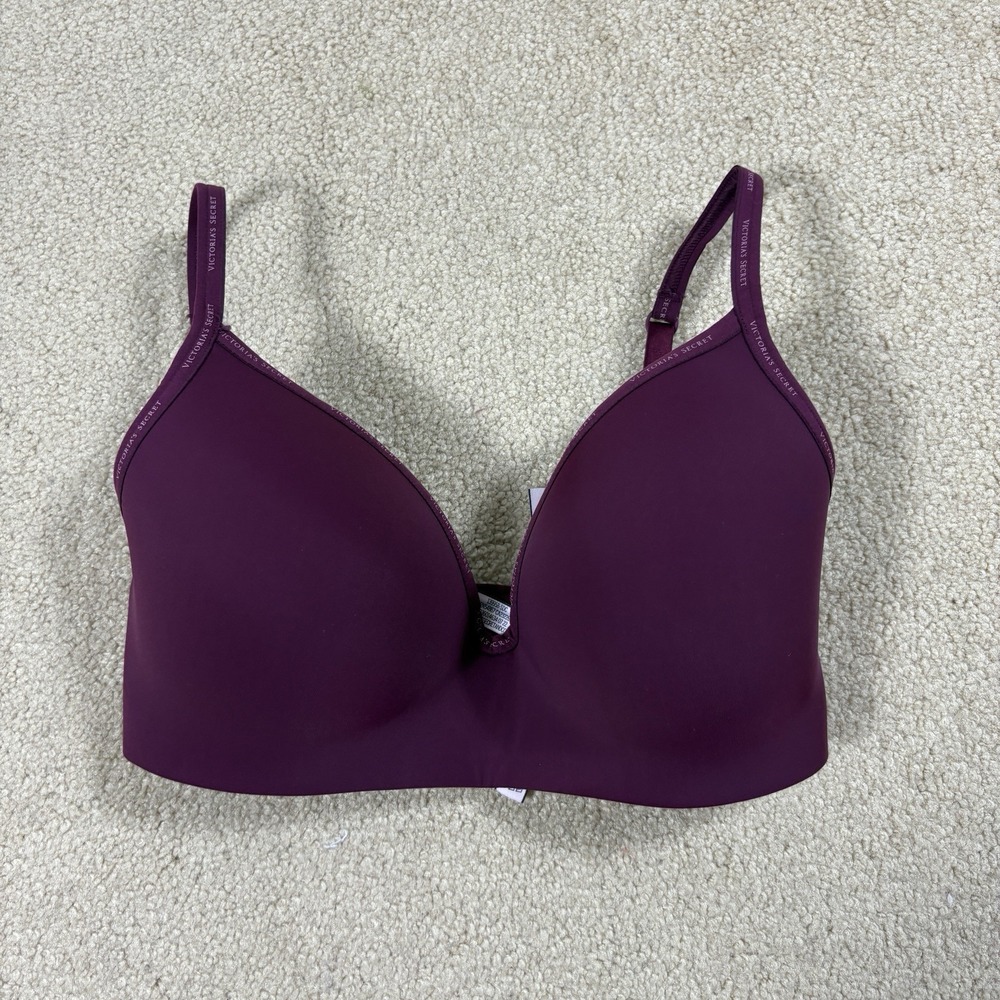 Victoria's Secret T-Shirt Lightly Lined Wireless Bra Sz 32DDD Plum Purple Maroon